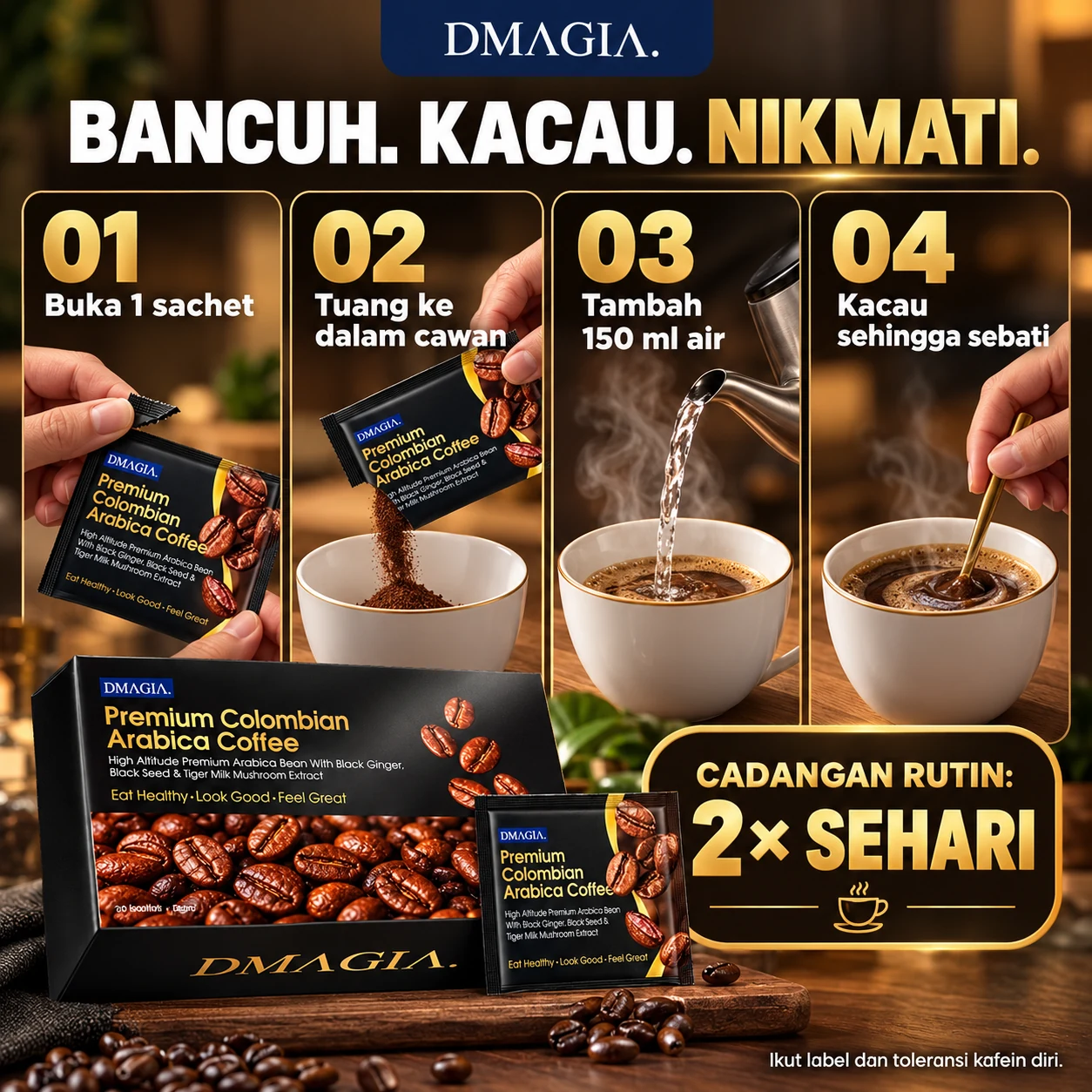 Cara bancuh Kopi Dmagia