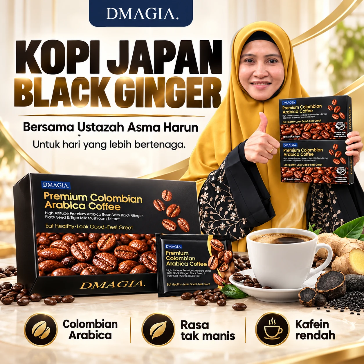 Ustazah Asma Harun bersama Kopi Dmagia