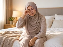 Ilustrasi bangun tidur masih lesu.